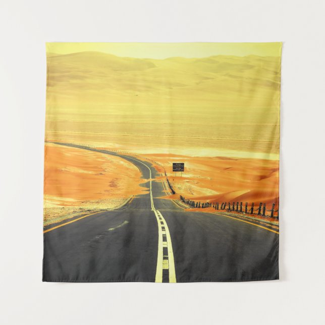 Tapiz Liwa Oasis Asphalt Road, Dunas. (Anverso)