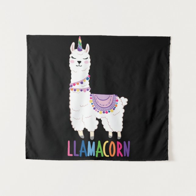 Tapiz Llamacorn - Funny Unicorn Llama (Anverso (horizontal))