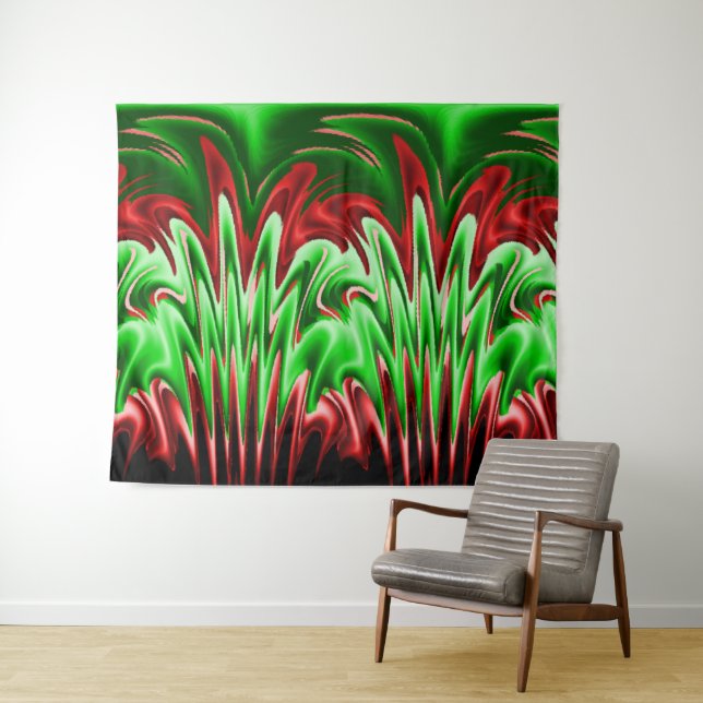 Tapiz Llamas Ígneas Rojas y Verdes (In situ (horizontal))
