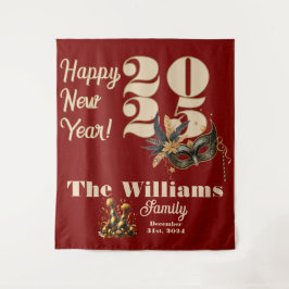 Tapiz Llamemos al fiesta de Año Nuevo rojo glamoroso