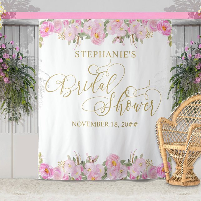 Tapiz Lluvia de Boda de Caligrafía Dorada con Flores Ros (Subido por el creador)