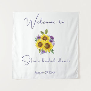 Tapiz Lluvia de flores nupciales de girasoles en acuarel