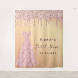 Tapiz Lluvia de purpurina dorada rosa para despedida de 