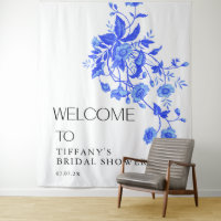 Lluvia de Regalos de Boda Floral Azul Toile Francé