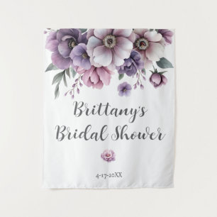 Tapiz Lluvia de Regalos de Boda Lavanda Floral Acuarela