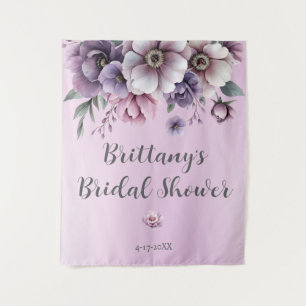 Tapiz Lluvia de Regalos de Boda Lavanda Floral Acuarela