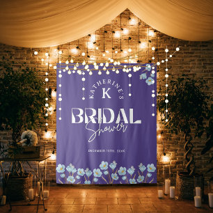 Tapiz Lluvia de Regalos Nupciales Floral Acuarela Azul V