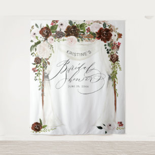 Tapiz Lluvia Nupcial Floral Rosa Burgundy Rústica