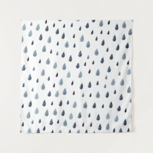 Tapiz Lluvia. Patrón transparente de acuarela. Indigo ra