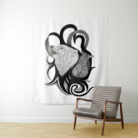 Lobo blanco con arte tribal de Raven