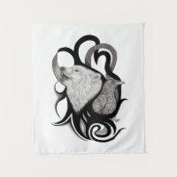 Lobo blanco con arte tribal de Raven