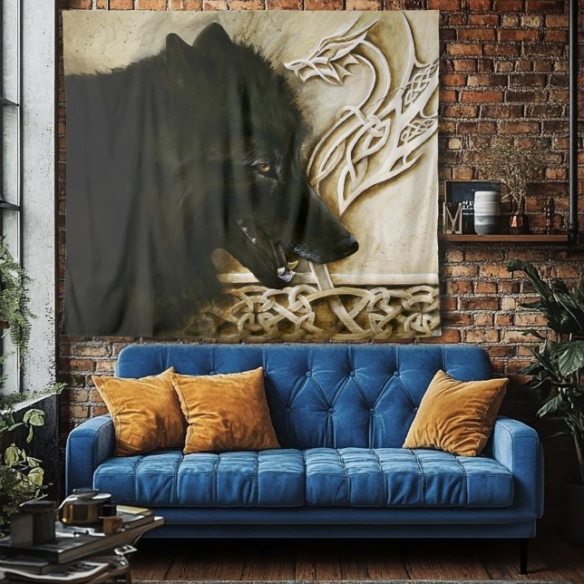 Tapiz Lobo Negro Nudo Celta Dragón Fantasía (Subido por el creador)