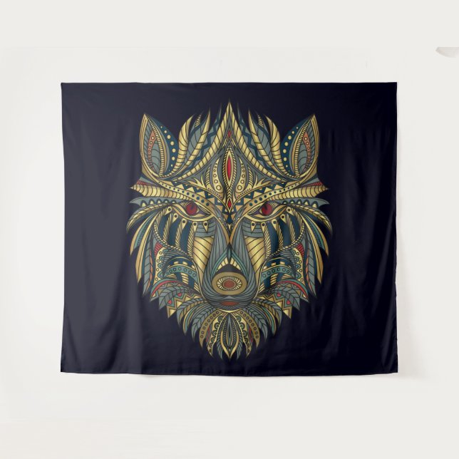 Tapiz Lobo tribal (Anverso (horizontal))