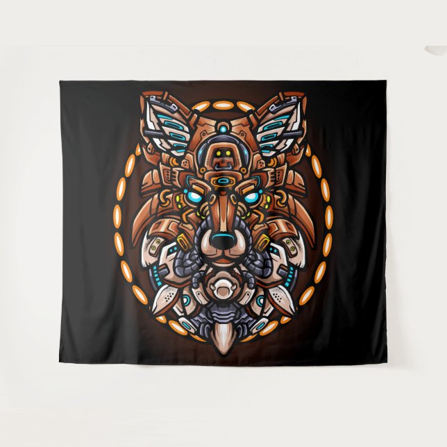 Tapiz Lobo tribal (Anverso (horizontal))