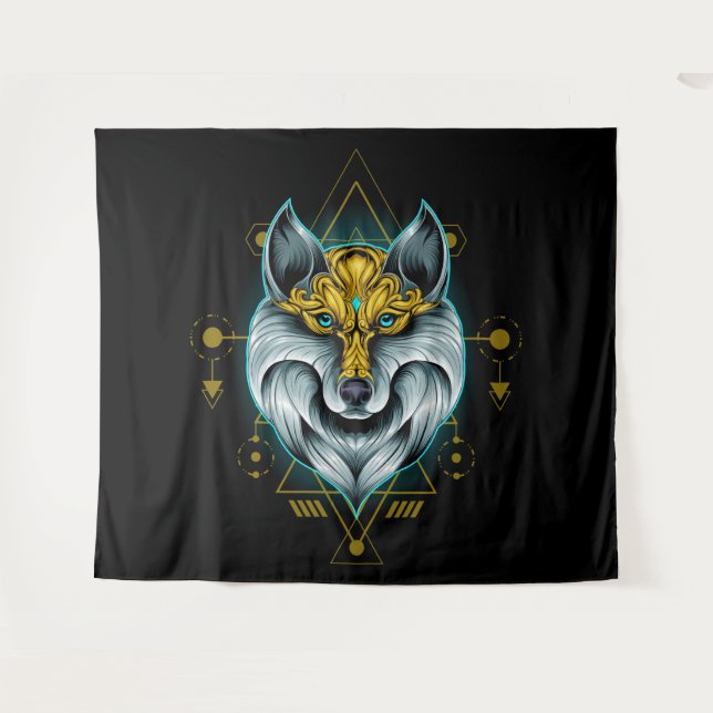 Tapiz Lobo tribal celta (Anverso (horizontal))