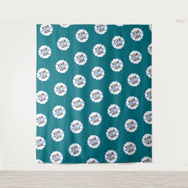 Tapiz Logo empresarial de fondo de paso y repetición azu (Anverso)