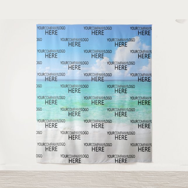 Tapiz Logotipo comercial personalizado de playa Fondo de (Anverso)