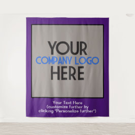 Tapiz Logotipo de la empresa púrpura Fondo para feria co