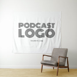 Tapiz Logotipo de podcast blanco y negro moderno