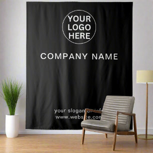 Tapiz Logotipo personalizado y marca de texto Negra y Bl