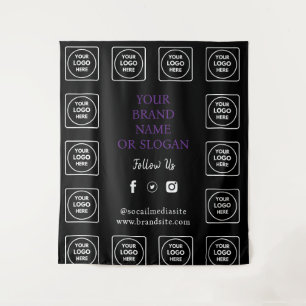 Tapiz Logotipo Social Media Muro Marca Negra Morada