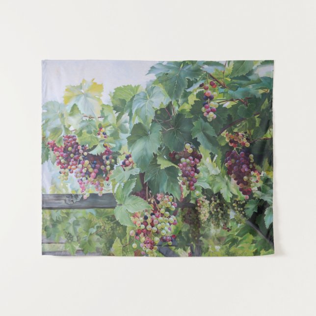 Tapiz Loire Valley Vineyard – French Grape Painting (Anverso (horizontal))