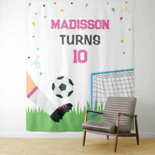 Tapiz Lona Soccer girl Sport Birthday backdrop banner