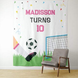 Tapiz Lona Soccer girl Sport Birthday backdrop banner