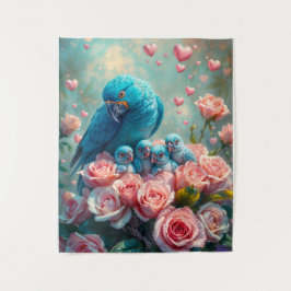 Tapiz Loro azul y bebés