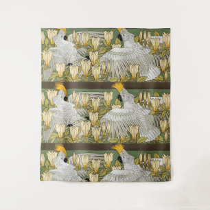 Tapiz Loro Cacatúa Verde Salvia Vintage Arte Magnolia