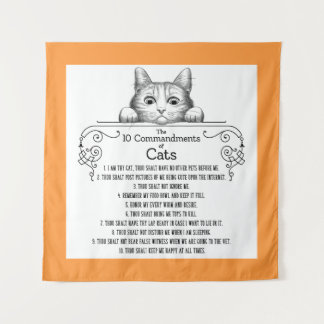 Tapiz Los 10 mandamientos de los gatos divertidos