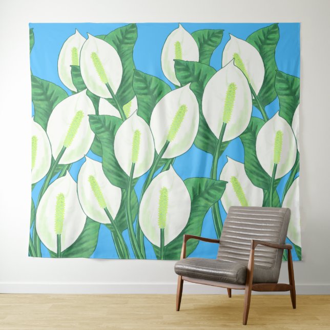 Tapiz Los alirios de paz blancos sobre el tejido de fond (In situ (horizontal))