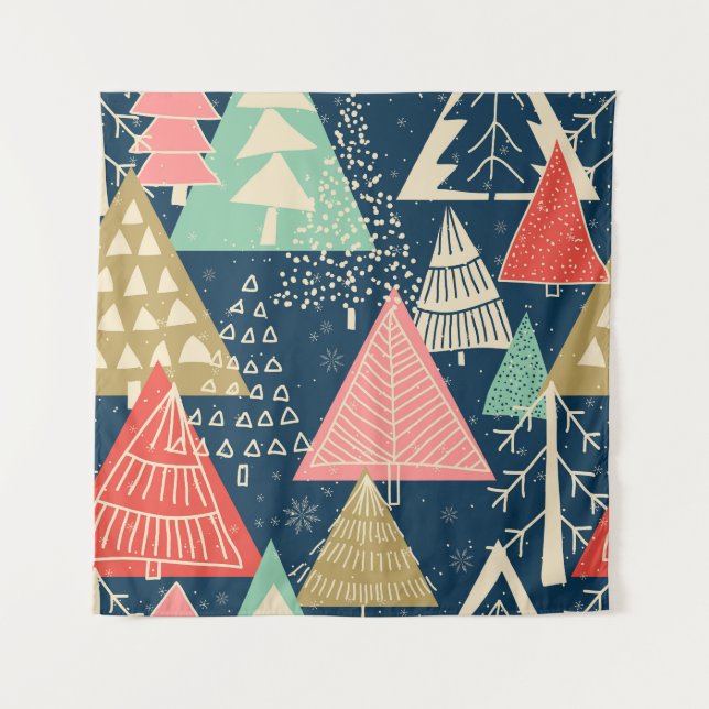 Tapiz Los Árboles de Navidad Festivan El Ilustracion Sin (Anverso)