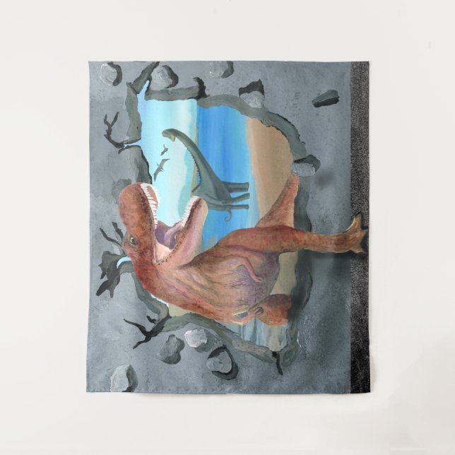 Tapiz Los dinosaurios están llegando (Anverso)