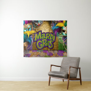 Tapiz Los dobles gráficos temáticos del Mardi Gras de Sl