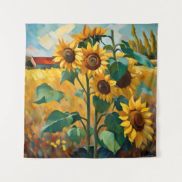 Tapiz Los girasoles en un campo