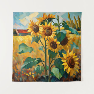 Tapiz Los girasoles en un campo