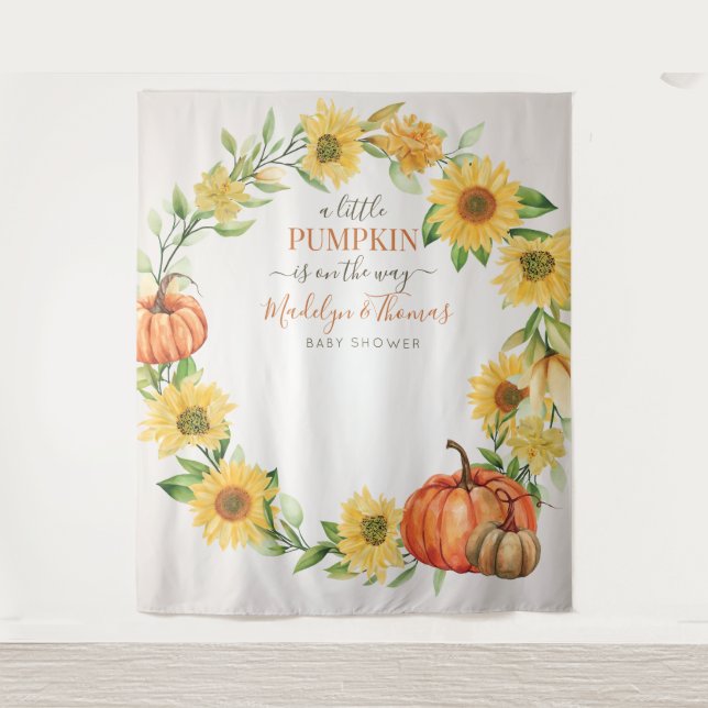 Tapiz Los girasoles y las calabazas caen en Baby Shower  (Anverso)