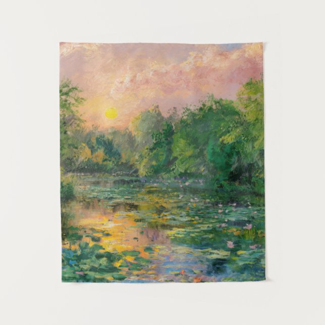 Tapiz Los lirios de agua de Claude Monet, el atardecer,  (Anverso)