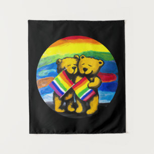 Tapiz Los osos aman a la pareja LGBT bandera arcoiris