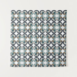 Tapiz Loto blanco y ola oceánica - Elegancia en movimien