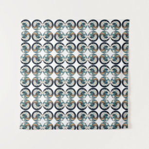 Tapiz Loto blanco y ola oceánica - Elegancia en movimien