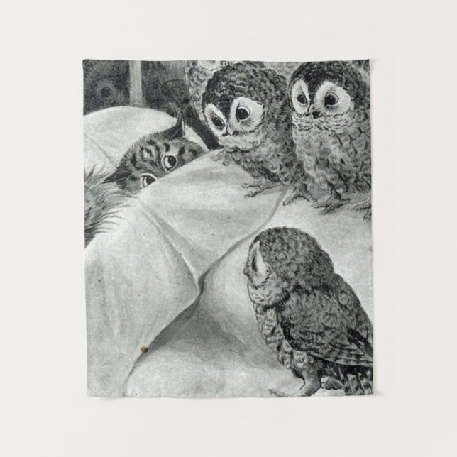 Tapiz Louis Wain Cat Nightmare Owl Bird (Anverso)