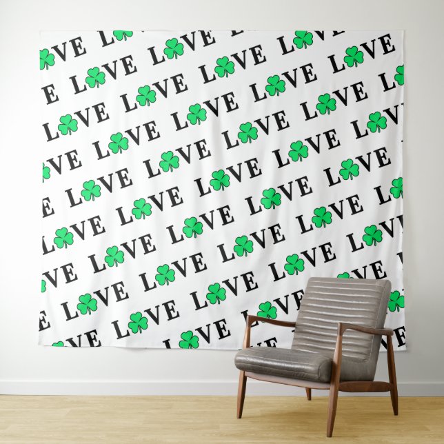 Tapiz LOVE Clover Shamrock Irlanda Elegante (In situ (horizontal))