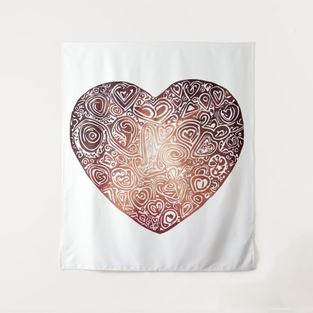Tapiz Love Doodle Heart Abstract Art (Anverso)