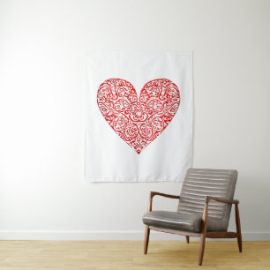 Tapiz Love Doodle Heart Abstract Art, No 02
