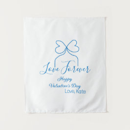 Tapiz Love Forever blue bow happy Valentine's day name d