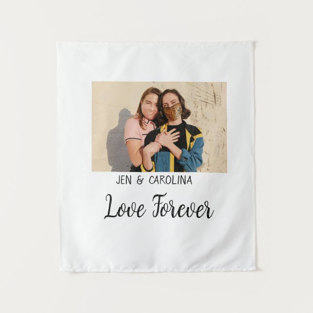 Tapiz Love Forever LGbtq pareja orgullo agregar nombre d (Anverso)