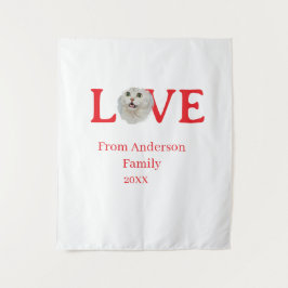 Tapiz Love holidays cat photo pet family name bold lette