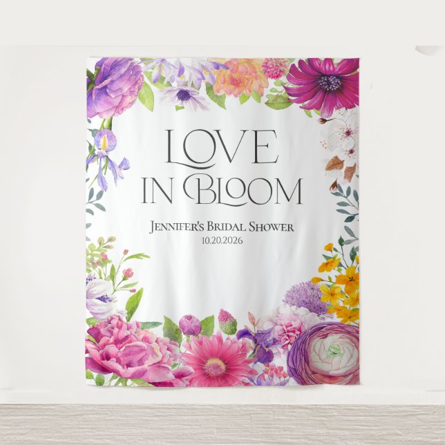 Tapiz Love is in Bloom | Floral Bridal Shower Backdrops (Anverso)